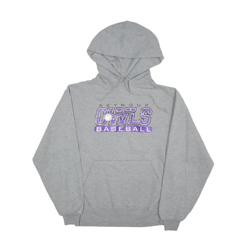 JERZEES Seymour Owls Baseball USA Hoodie Grey Pullover Womens S