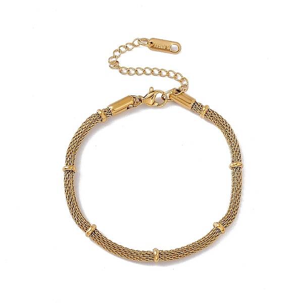 316 Stainless Steel Round Mesh Chain Bracelet for Men Women