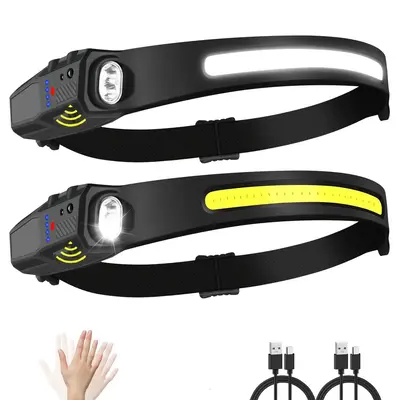 Portable Lighting Headlamp,Rechargeable LED Head lamp with Motion Sensor –Light Weight,Waterproof,Bright,High Lumens Wide B...