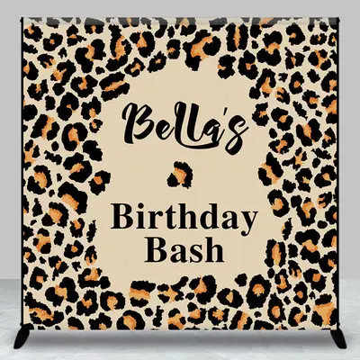 Aperturee Custom Name Leopard Print Birthday Bash Backdrop - Aperturee
