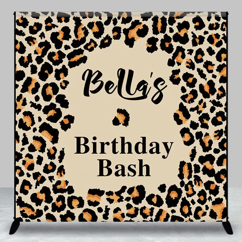Aperturee Custom Name Leopard Print Birthday Bash Backdrop - Aperturee