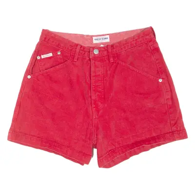 GUESS Womens Denim Shorts Red M W30