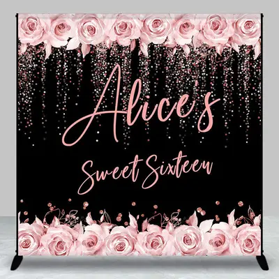 Personalized Pink Floral Bokeh Dot Birthday Backdrop - Aperturee
