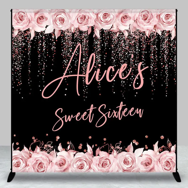 Personalized Pink Floral Bokeh Dot Birthday Backdrop - Aperturee