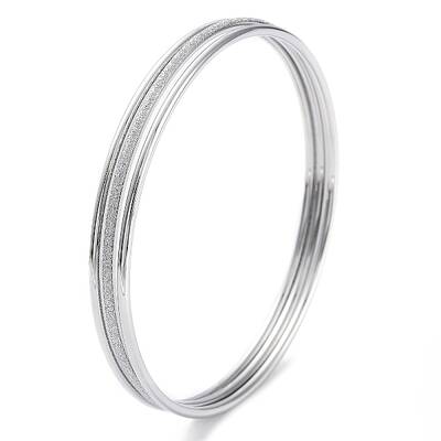 Non-Tarnish 3Pcs 304 Stainless Steel Plain Bangles Set