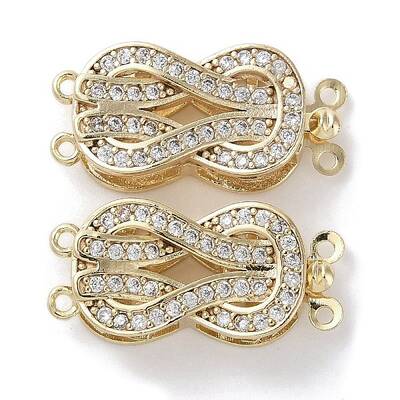 Brass Micro Pave Clear Cubic Zirconia Box Clasps