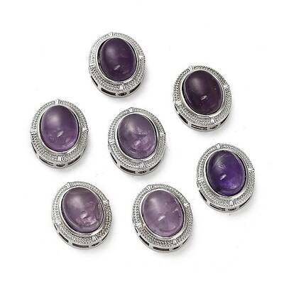 Brass Pave Natural Amethyst Multi-Strand Links