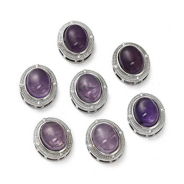 Brass Pave Natural Amethyst Multi-Strand Links