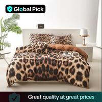 Leopard Print Duvet Cover Set, 3 Counts/set Including 1 Duvet Cover & 2 Pillowcases without Filler, Soft Comfortable Bedding ...