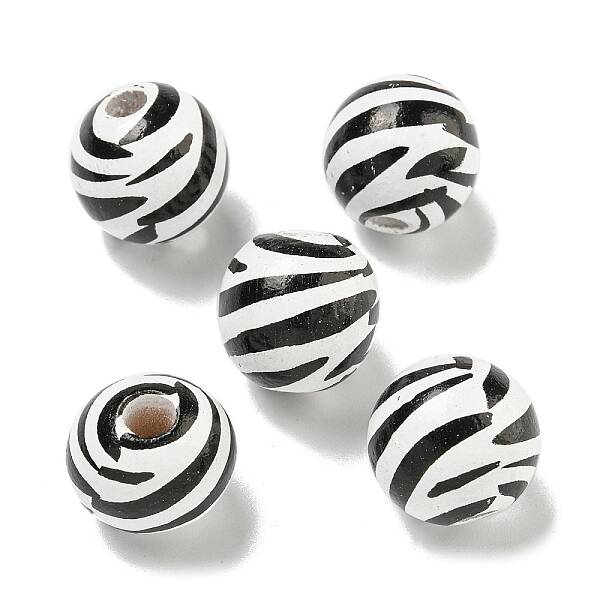 Printed Wood European Beads