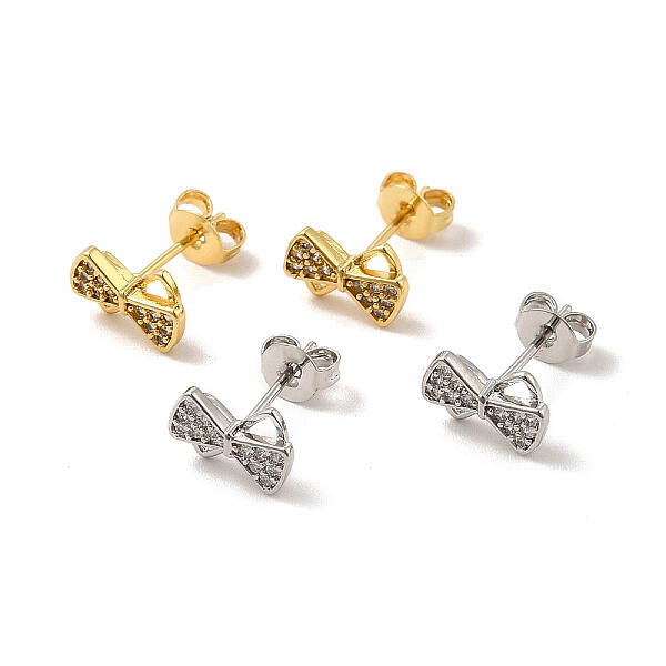 Clear Cubic Zirconia Bowknot Stud Earrings