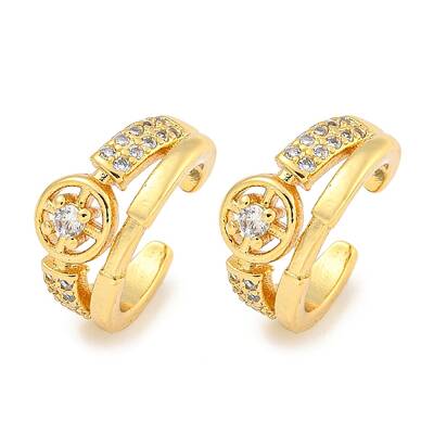 Brass Micro Pave Cubic Zirconia Cuff Earrings