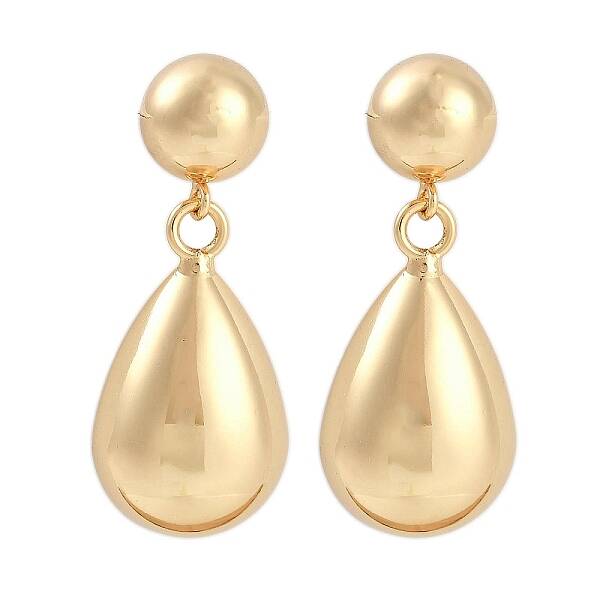 Smooth Teardrop Brass Dangle Earrings for Women