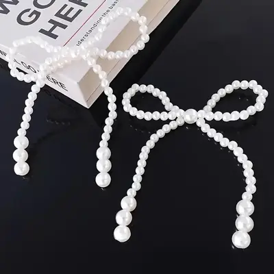 Faux Pearl Decorated Bowknot, 10pcs/set Woven Imitation Pearl Bow Bouquet, Pearl Accessories, Fresh Flowers, Packaging Mate...