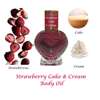 Body Oils by Brenda Strawberry Cake & Cream Body Oil Sweet Fruity Vanilla Aroma Dessert Like Fragrance Gourmand Scent Blend G...