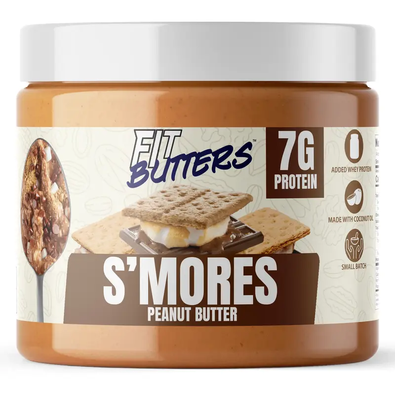 Fit Butters S'Mores Peanut Butter Spread, Added Protein and Coconut Oil, Low Carb, Low Sugar,  Complete Protein Dessert Flavo...