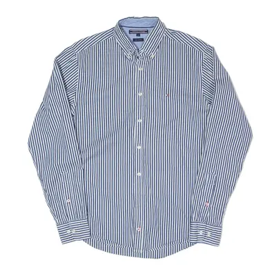 TOMMY HILFIGER New York Fit Shirt Blue Pinstripe Long Sleeve Mens S