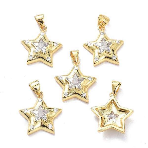 Brass Micro Pave Clear Cubic Zirconia Pendants