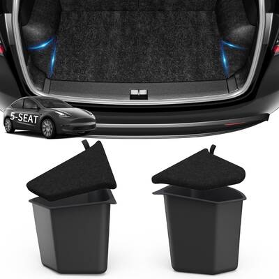 OEDRO Trunk Storage Bins For 5 Seats 2022-2023 Tesla Model Y, Rear Trunk Organizer Side Storage Boxs with Lids, ABS Waterproo...