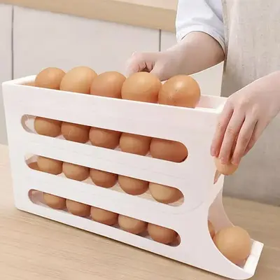 4-layer Egg Storage Box, Refrigerator Egg Storage Organizer, Automatic Egg Rolling Rack, Large Capacity Refrigerator Special ...