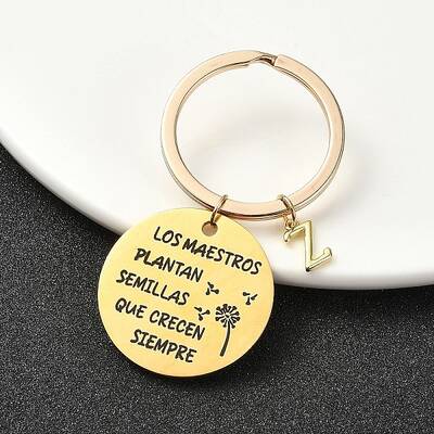 201 Stainless Steel & Brass Letter Keychain
