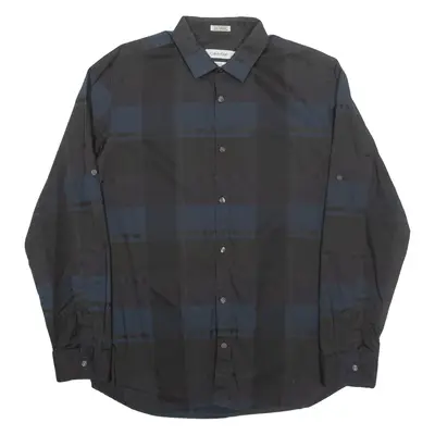 CALVIN KLEIN Mens Shirt Black Check Long Sleeve M