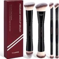 Professional Makeup Brush Set, 4 Counts/set Dual-ended Makeup Brush, Soft Fiber Makeup Tools, Travel Set, Gifts for Women and...