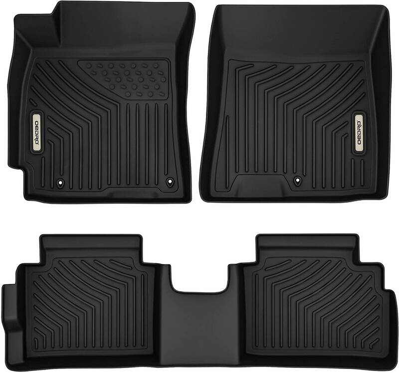 OEDRO Floor Mats for 2017-2020 Hyundai Elantra, TPE Custom 1st & 2nd Row Black Floor Liners
