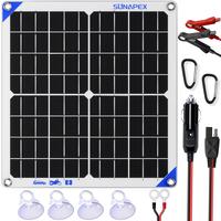 SUNAPEX Solar Battery Charger Maintainer, 20W 12V Portable Waterproof Solar Panel Trickle Charger with Built-in Charge Contro...