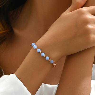 Vintage Ethnic Style Brass & Plastic Beaded Bracelets for Women's Daily Wear