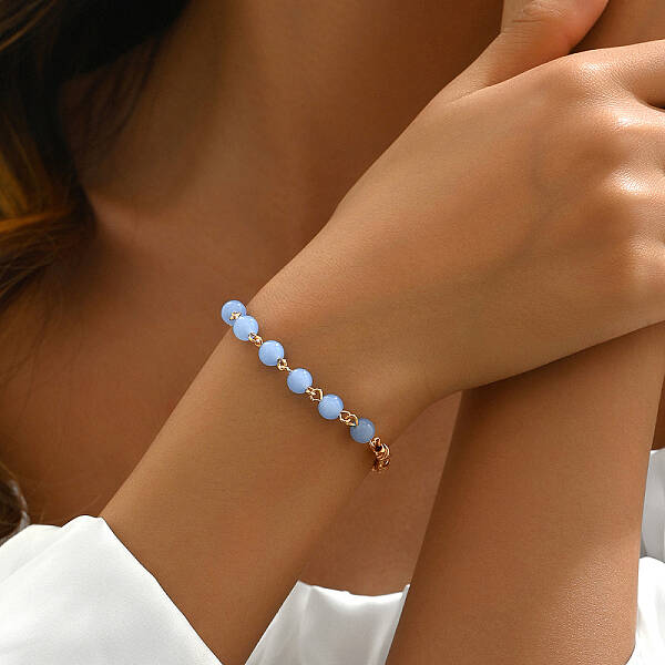 Vintage Ethnic Style Brass & Plastic Beaded Bracelets for Women's Daily Wear