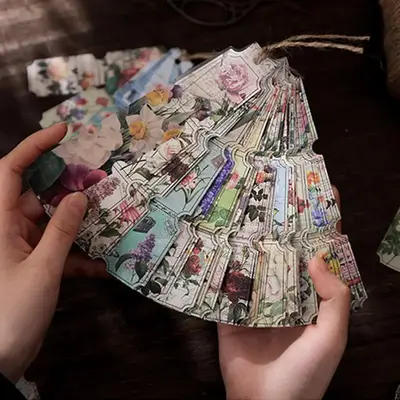 Random Color Vintage Long Strip Sticker, 40pcs Creative Decorative Sticker for DIY Scrapbook Journal