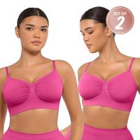 FeelinGirl  2 pieces  Women's Wireless Sculpt Bra Comfort Bralettes No Underwire Unlined  Seamless  Bras Sports Bra Style Cas...
