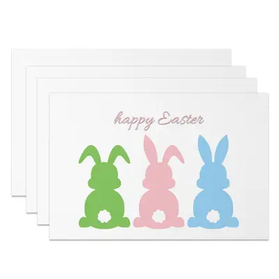 Aperturee Colorful Cute Bunny Happy Easter Set Of 4 Placemats, 14x12 Inch, 15.8 USD, NYJY00404-S, placemats