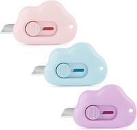 Box Cutters - 3 Pack Retractable Letter Opener, Adorable Cloud Tiny Paper Cutter for Key Chain Pocket Bag Package Envelope Ma...