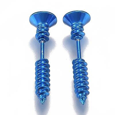 PVD Vacuum Plating 304 Stainless Steel Unisex Punk Hip-hop Rock Nail Shape Screw Pierced Stud Earrings
