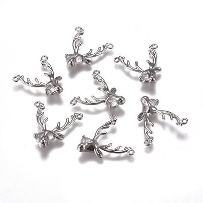 Brass Micro Pave Clear Cubic Zirconia Pendants
