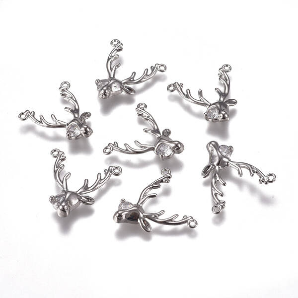 Brass Micro Pave Clear Cubic Zirconia Pendants