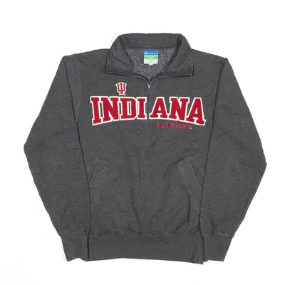 CHAMPION Indiana Hoosiers Sweatshirt Grey 1/4 Zip Mens XS