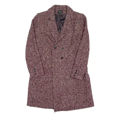 CAROLL Pea Jacket Maroon Crazy Pattern Womens M