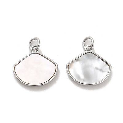 Brass Pave Shell Shell Shape Charms with Jump Ring