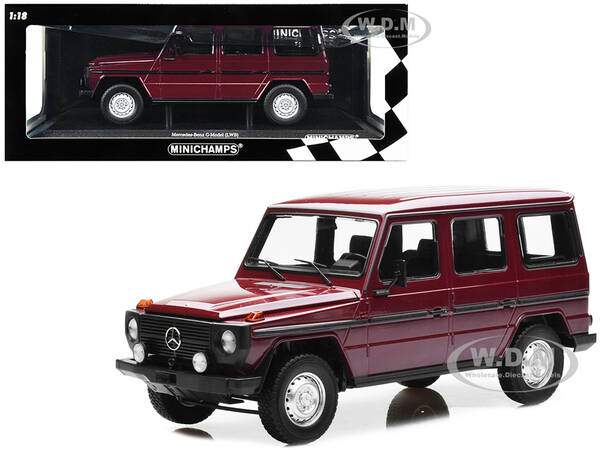 1980 Mercedes-Benz G-Model (LWB) Dark Red with Black Stripes Limited Edition to 402 pieces Worldwide 1/18 Diecast Model Car b...