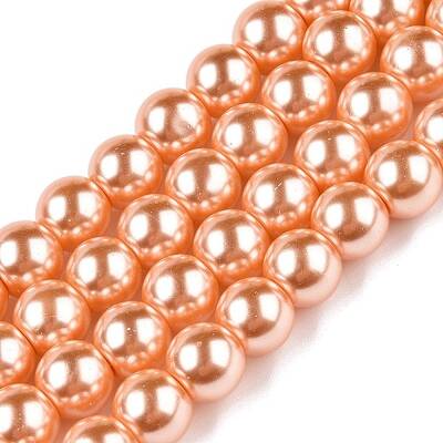Baking Painted Pearlized Glass Pearl Round Bead Strands