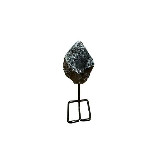 Natural Smoky Quartz Lamp with Metal Holder Ornament