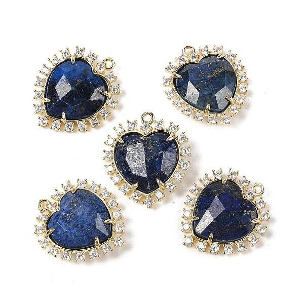 Natural Lapis Lazuli Faceted Heart Pendants