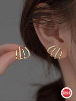 S925 Sterling Silver Fashion Zirconia Line Claws Earrings, Artificial Zircon Earrings, Fine Jewelry Party Daily Clothing Wear...