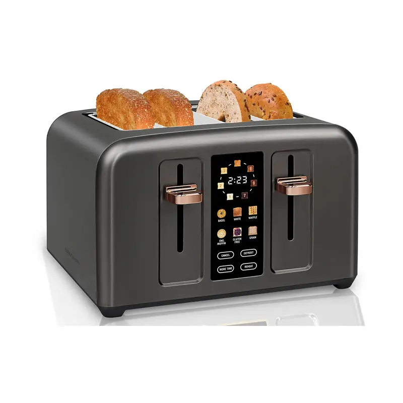 Toaster 4 Slice, Stainless Toaster LCD Display&Touch Buttons, 50% Faster Heating Speed, 6 Bread Selection, 7 Shade Setting, 1...