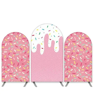 Aperturee Sweet Ice Cream Theme Pink Birthday Arch Backdrop Kit Banner | Diy Arch Backdrop Cover | Custom Arched Covers | Cus...