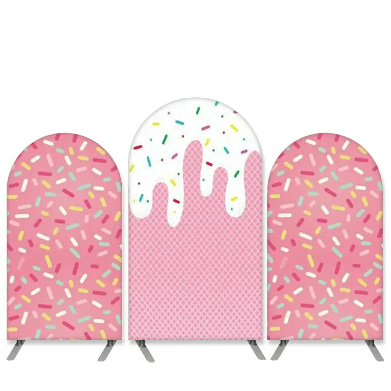 Aperturee Sweet Ice Cream Theme Pink Birthday Arch Backdrop Kit Banner | Diy Arch Backdrop Cover | Custom Arched Covers | Cus...
