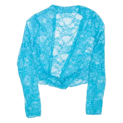 Lace Sheer Womens Kimono Top Blue Long Sleeve M